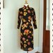 GORGEOUS 1950's Inky Black Sheer Silk Chiffon Cheongsam or Suzy Wong Hourglass Cocktail Dress / Tunic w/ Roses Print - VLV - Size Short M