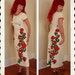 RESERVED 1970's Hawaiian Designer Long Hourglass Maxi Dress w/ Red Cascading Roses Motif by Alfred Shaheen - Curvy - Rare - Size M to L