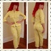 CHINA DOLL 1940's Butter Yellow Silk 2 Piece Asian Pajama Lounging Set w/ Embossed Asian Symbols & Bamboo - Blouse and Pants - Size S to M