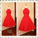 KILLER Designer 1950's New Look Rich Red Chiffon Party Dress w Rhinestone Neckline by Edith Flagg - Illusion Shelf Bust - Rare VLV - Size S