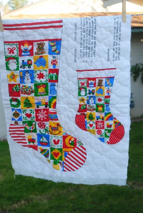 Vintage Christmas Stocking Panel Cut and Sew