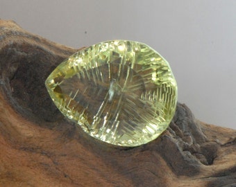 Carved Lemon Quartz faceted pear natural gemstone 41 cts