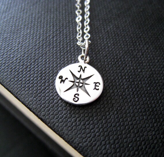 Items Similar To Compass Necklace Sterling Silver Compass Charm Jewelry On Etsy