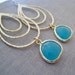 Aqua blue glass hoop earrings-ocean blue, modern summer hoop earrings