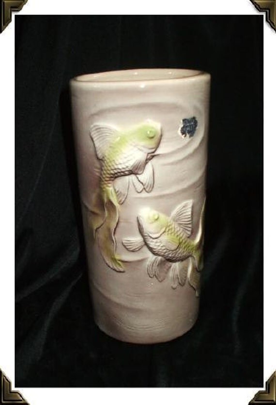 Royal Copley Vintage 1950's Goldfish Fish Pottery Vase