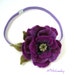 Purple POPPY hand felted Elastic Headband Ready to Ship