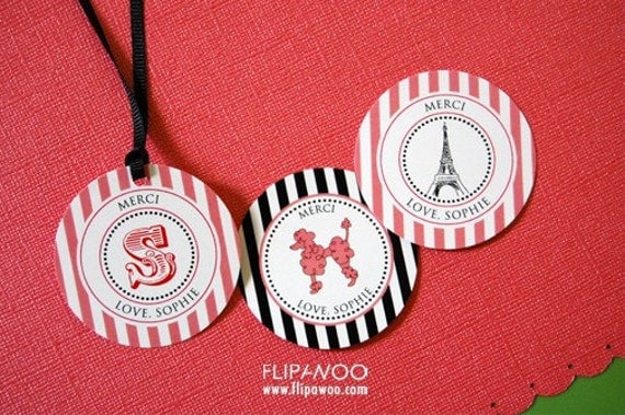 Paris Themed Party Tags/Circles and Labels by FLIPAWOO