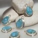 Larimar bails - Six lovely water teal blue Larimar teardrops charms - 46.5 ct