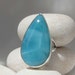 Larimar AAA ring, Teal Tides - impressive iridescent turtleback teal Larimar gemstone - US 5.75