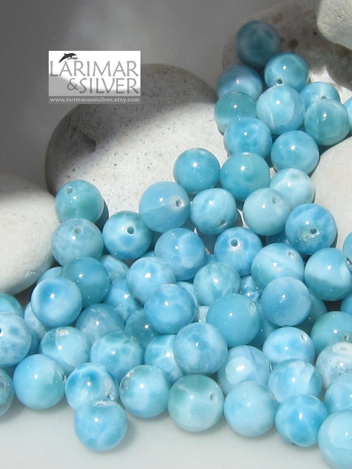 Larimar beads 1 oz colors and patterns mixed gems 9 mm