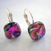 Fuschia Sunset Earrings Fused Dichroic Glass Leverbacks