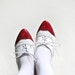 RESERVED for Holly - Alice in Wonderland - Red White Patent leather pointy Oxfords size 6
