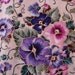 Floral Pansy Fabric Flowers Purple Pink Green
