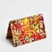 Peace print wallet - card holder, reuse hand print scrap fabric