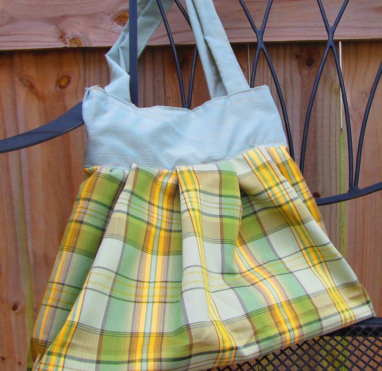 Classic Green Plaid Tote Purse