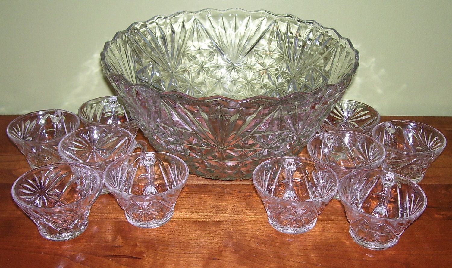 Punch Bowl Set Anchor Hocking Arlington Pattern Crystal