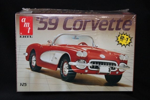 1959 Corvette 1:25 Vintage Ertl Model Car Kit by favadesigns