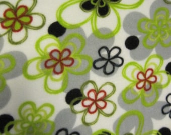 Flowers on White with Red 2 Layer Blanket - Ready to Ship Now