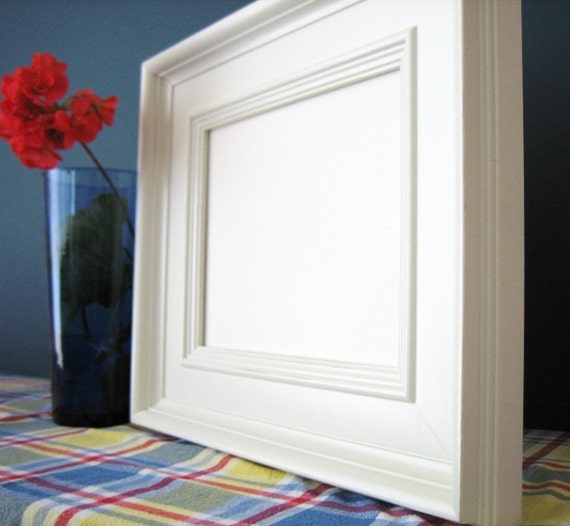 8x10 Classic Wide White Picture Frame Distressed Wood FREE