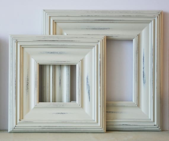 11x14 Distressed Wood Picture Frame / Vintage White on