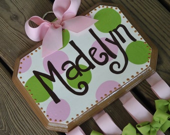 Bow Holder - SIMPLICITY Design - Handpainted and Personalized HairBow Holder - M2M Jungle Jill by Carters
