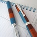 Pen and Letter Opener Set - Turned in Southwestern Colors of brown, rust, and turquoise blue -- pretty handmade gift