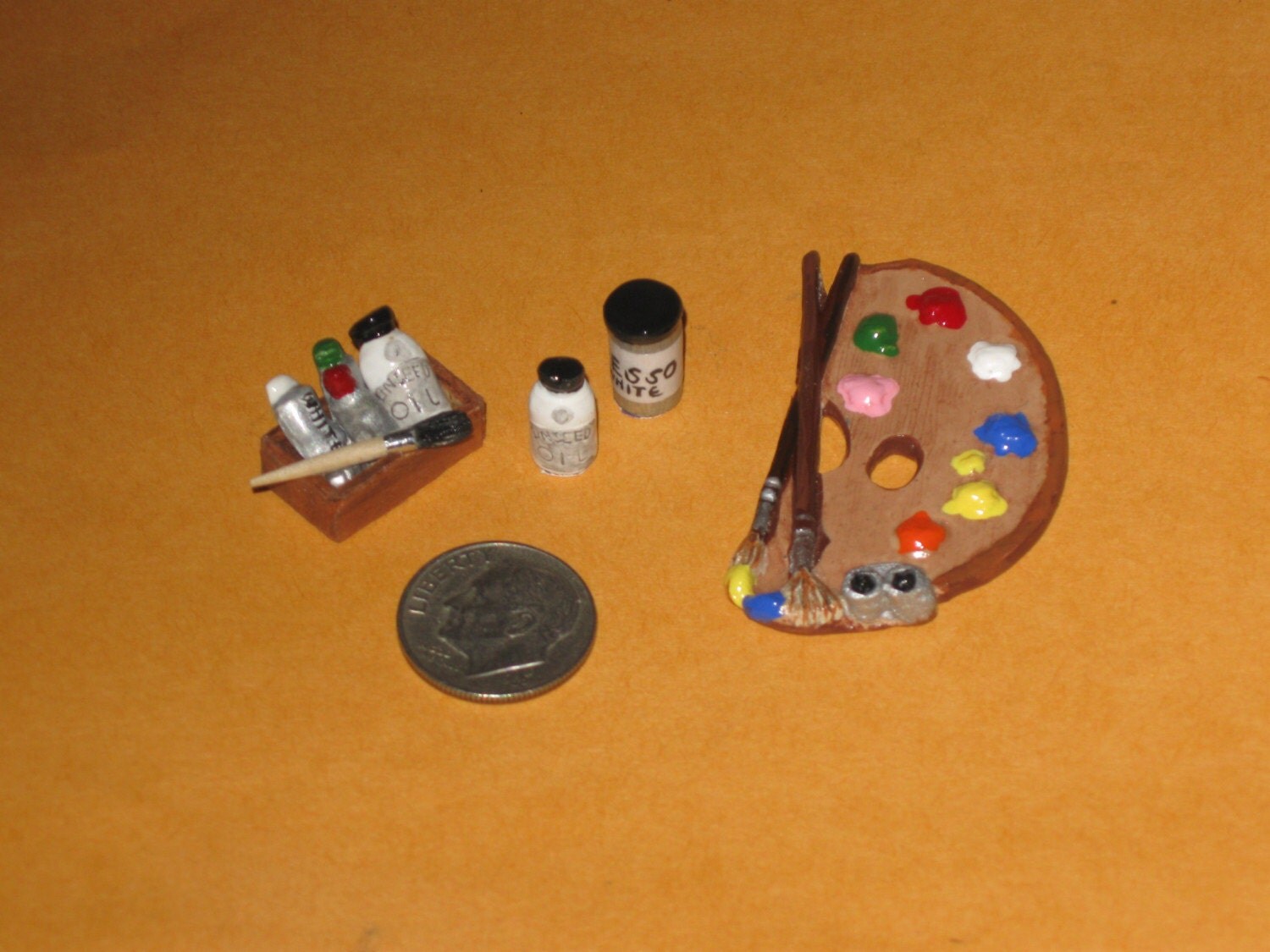 Dollhouse Miniature ART SUPPLIES and PAINT PALETTE
