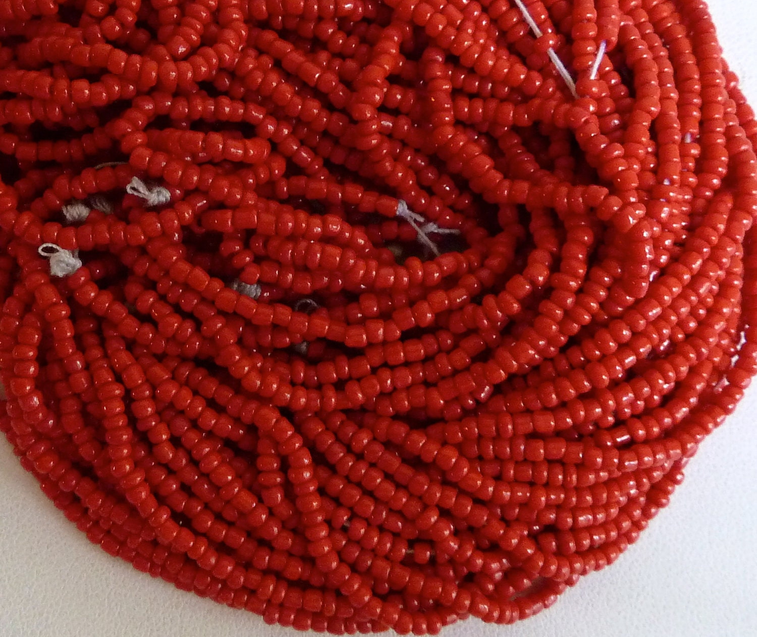 3 Strands Red Italian Coral Beads 2mm Fine Quality