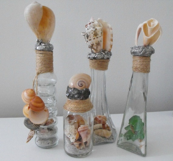 Seascape In A Bottle With A Pretty Seashell On Top