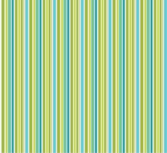 Blue and Green Stripe Fabric Happier from Riley Blake 1 Yard