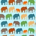 Bright Boy Elephant Fabric, Robert Kaufman Urban Circus Elephant in Earth and Blue, 1 Yard
