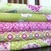 Purple and Green Paisley Floral Fabric, Secret Garden By Sandi Henderson for Michael Miller, Fat Quarter Bundle, 5 Prints Total