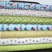 Blue Red and Green Boy Train Fabric, Scoot for Riley Blake, Fat Quarter Bundle, 7 Prints Total
