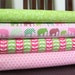Pink and Green Elephant Fabric, Robert Kaufman Urban Circus Pink Elephants, Fat Quarter Bundle, 4 Prints