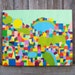 Children Decor Primary Colors Nursery Art Colorful Geometric Painting Seafoam 20x 18"