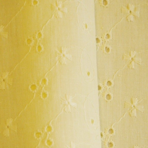 FABRIC Maize Yellow EYELET Embroidered COTTON by DartingDogFabric