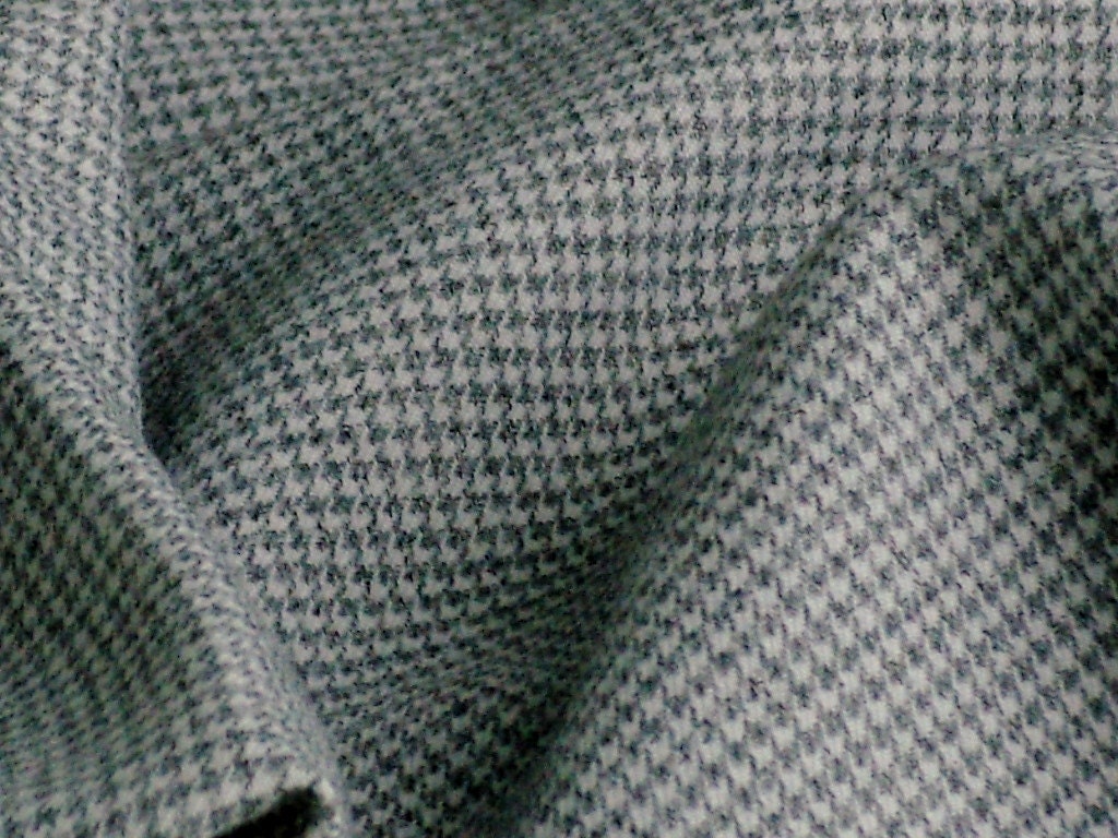 FABRIC Vintage WOOL BLEND Houndstooth Gray & by DartingDogFabric