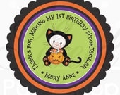 24 Halloween Favors Stickers Personalized - Cat - Favor Sticker Labels - Halloween Decorations, Trick or Treat Il_170x135