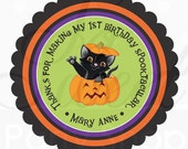 24 Halloween Stickers Personalized - Cat Pumpkin - Favor Sticker Labels - Halloween Decorations Il_170x135