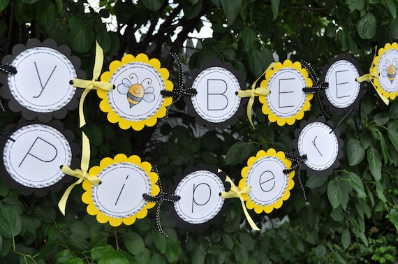 Bee Birthday Banner - Bumble Bee Theme - Happy BEE-Day Birthday Party ...