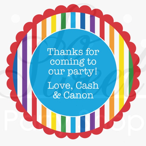 24 Birthday Favor Sticker Labels - Rainbow Theme - Personalized Il_570xn
