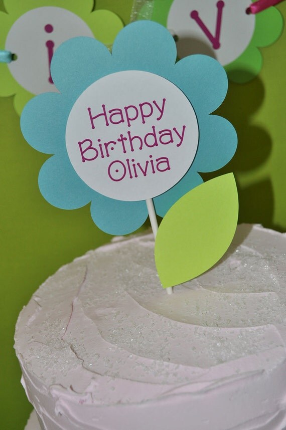 Cake Topper - Girls Birthday - Flowers and Butterflies Il_570xn