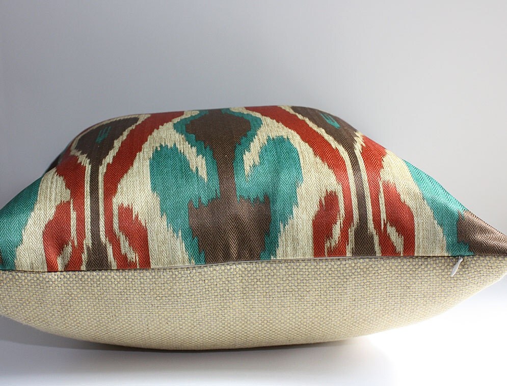 Ethnic Ikat Pillow Cover / 20x20 / Mediterranean Palette