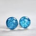 globe post earrings in bright blue sparkles - 8mm
