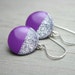 color block earrings in fuchsia and silver glitter -on sale-