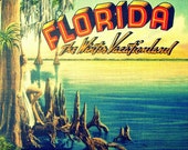 Items similar to Florida Art Print coastal decor old Florida State ad