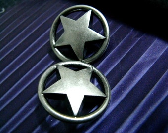 Metal Buttons - Ring Star Metal Buttons , Nickel Silver Color , Openwork , Shank , 0.59 inch , 10 pcs
