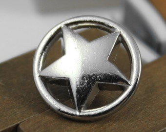 Metal Buttons - Ring Star Metal Buttons , Silver Color , Shank , 0.59 inch , 10 pcs