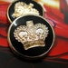 Metal Buttons - Gold Crown Metal Buttons , Black Enamel Color , Shank , 0.91 inch , 10 pcs
