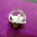 White POTPOURRI Flower Inside. Lot 10 Unique Transparent Sector Shape Design Acrylic Shank Button. 0.43 inch.